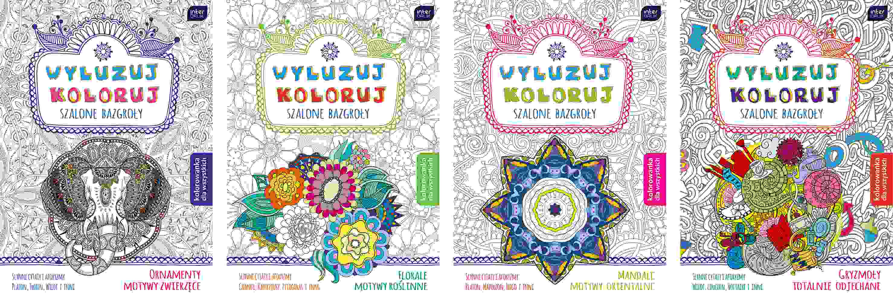 Kolorowanka dla dorosłych B5/32 Wyluzuj mix 4 wzory (7200) Interdruk